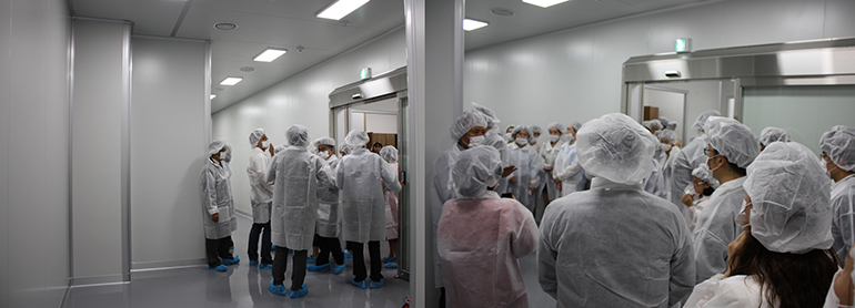 CUSKIN cleanroom facility tour with staff in protective gear